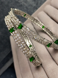 H&A Jewellery One Carat Silver Rhodium Plated Bangles with Semi-Precious Stones