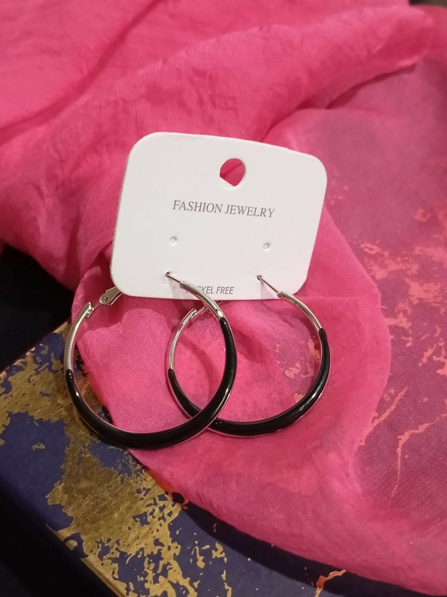 Joyels Sterlings Silver Black Loops