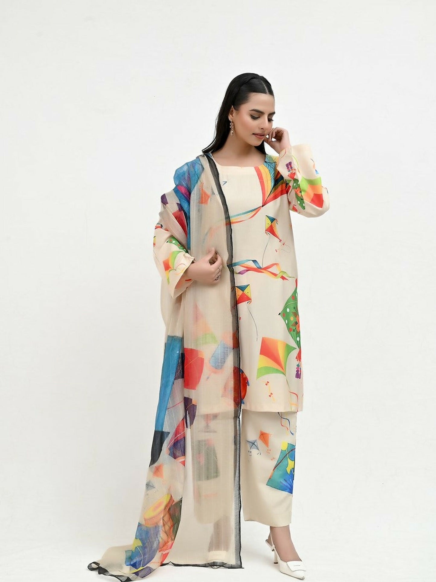 Imran Aftab Basant Mela Raw Silk Printed Stitched 3-Piece Suit-IARP 07
