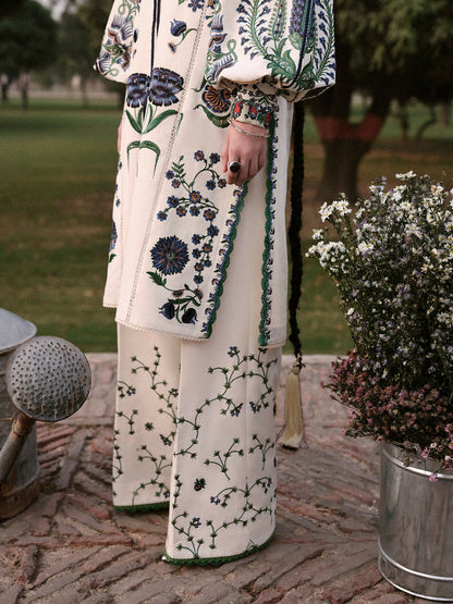 Jugnu By Hussain Rehar Khaddar'25 Embroidered Unstitched 3-Piece Suit-Nahro