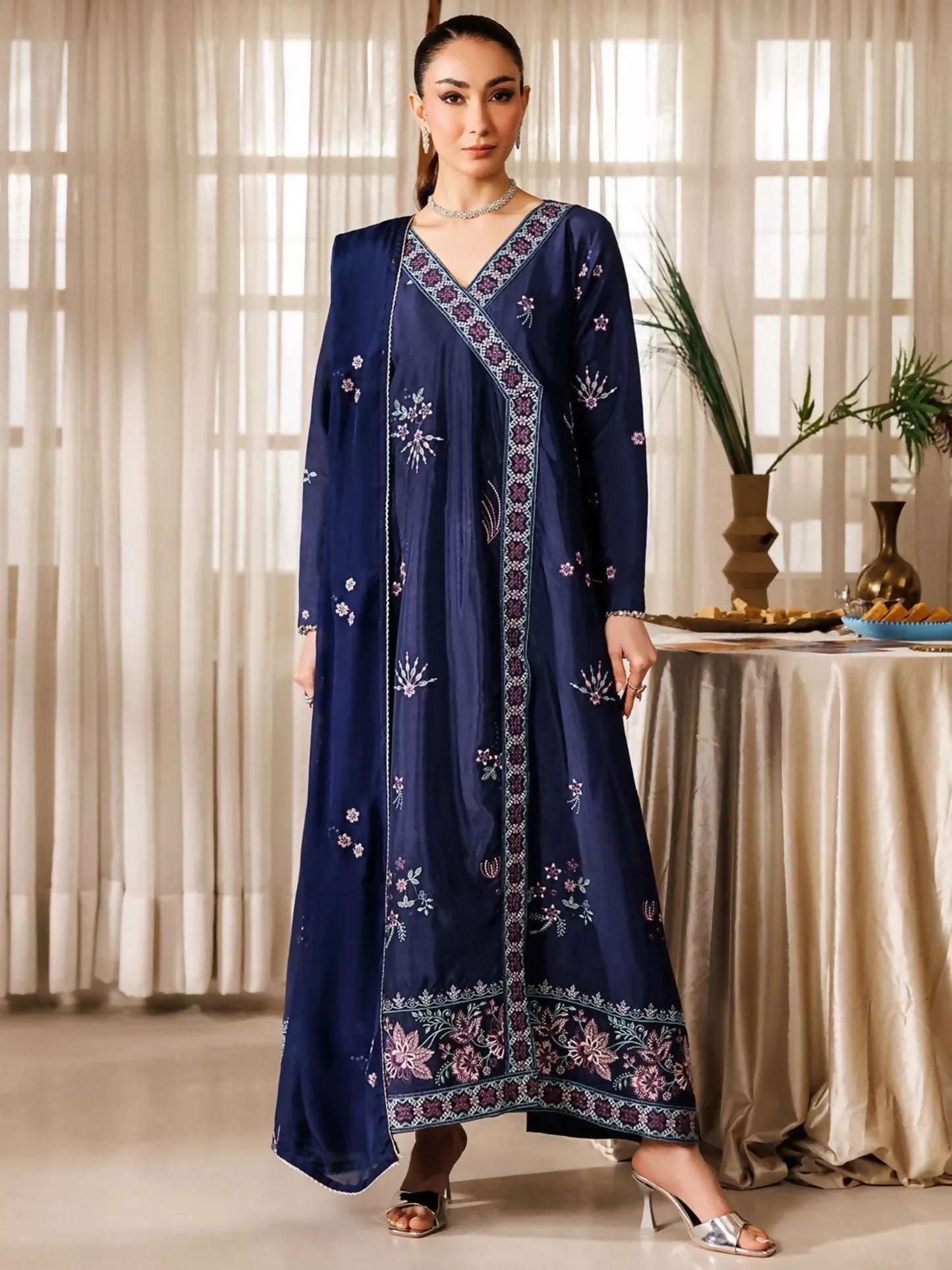 Panache Apparel Noore Eid Edit Raw Silk Embroidered Stitched Suit-Gulrukh