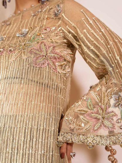 Shiza Hassan Shehnai Zari Net Embroidered Stitched 4-Piece Suit-Inza