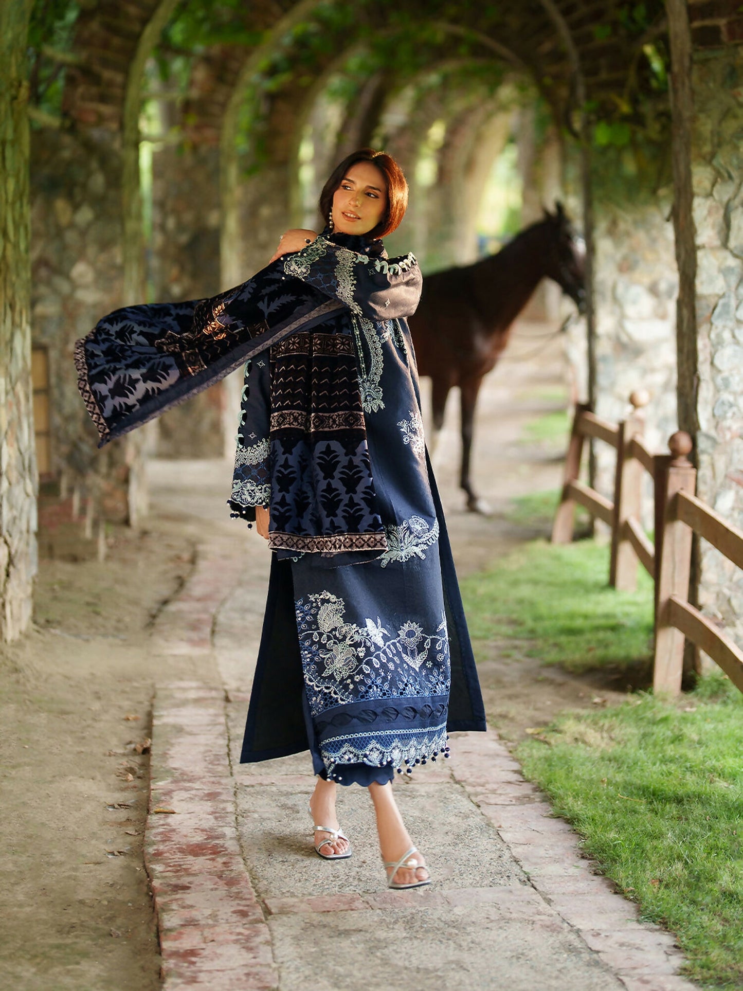 Parishay Panache Winter Corduroy Embroidered Unstitched 3-Piece Suit-PNE-08