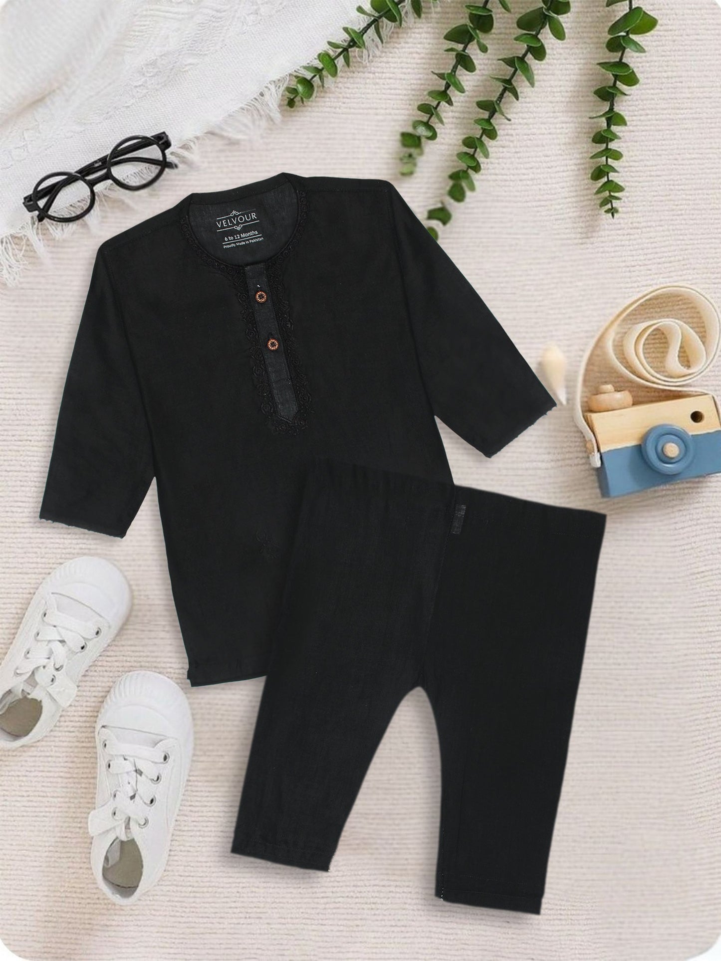 Velvour Boys Cotton Embroidered Stitched Kurta Pajama-VK02