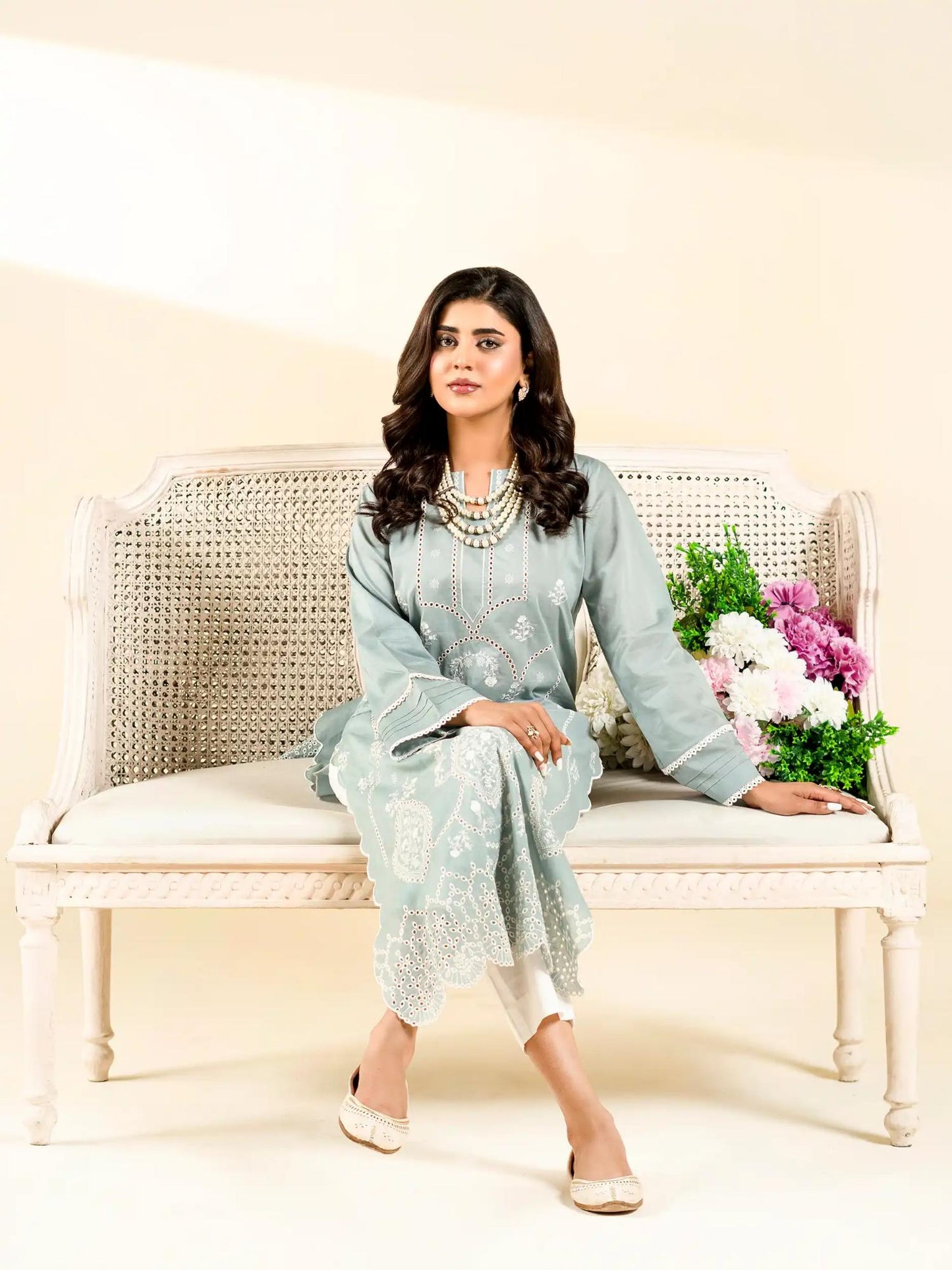Blue-Rabazka Blended Lawn Embroidered Stitched Shirt-WRTW-DELW-1PC-S26-03