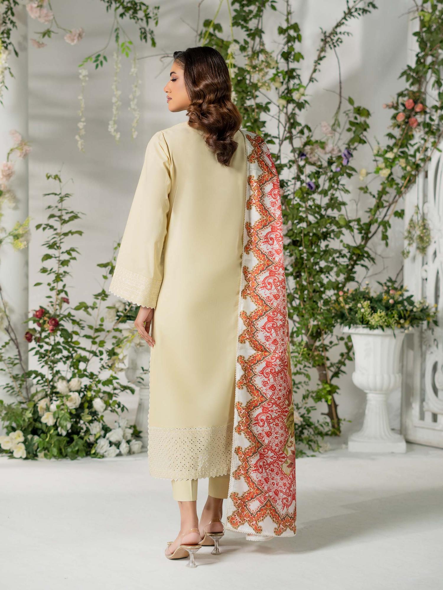 Cream Rabazka Lawn Embroidered Unstitched 3-Piece Suit-WUS-DELW-3P-S26-07