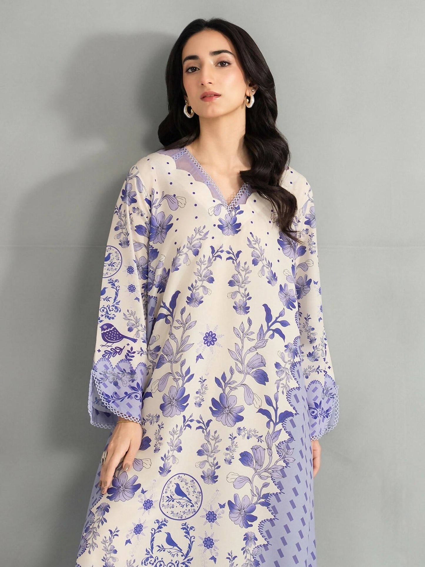 Panache Apparel Dear Summer Silk Lawn Printed Kaftan-Wild Daisy
