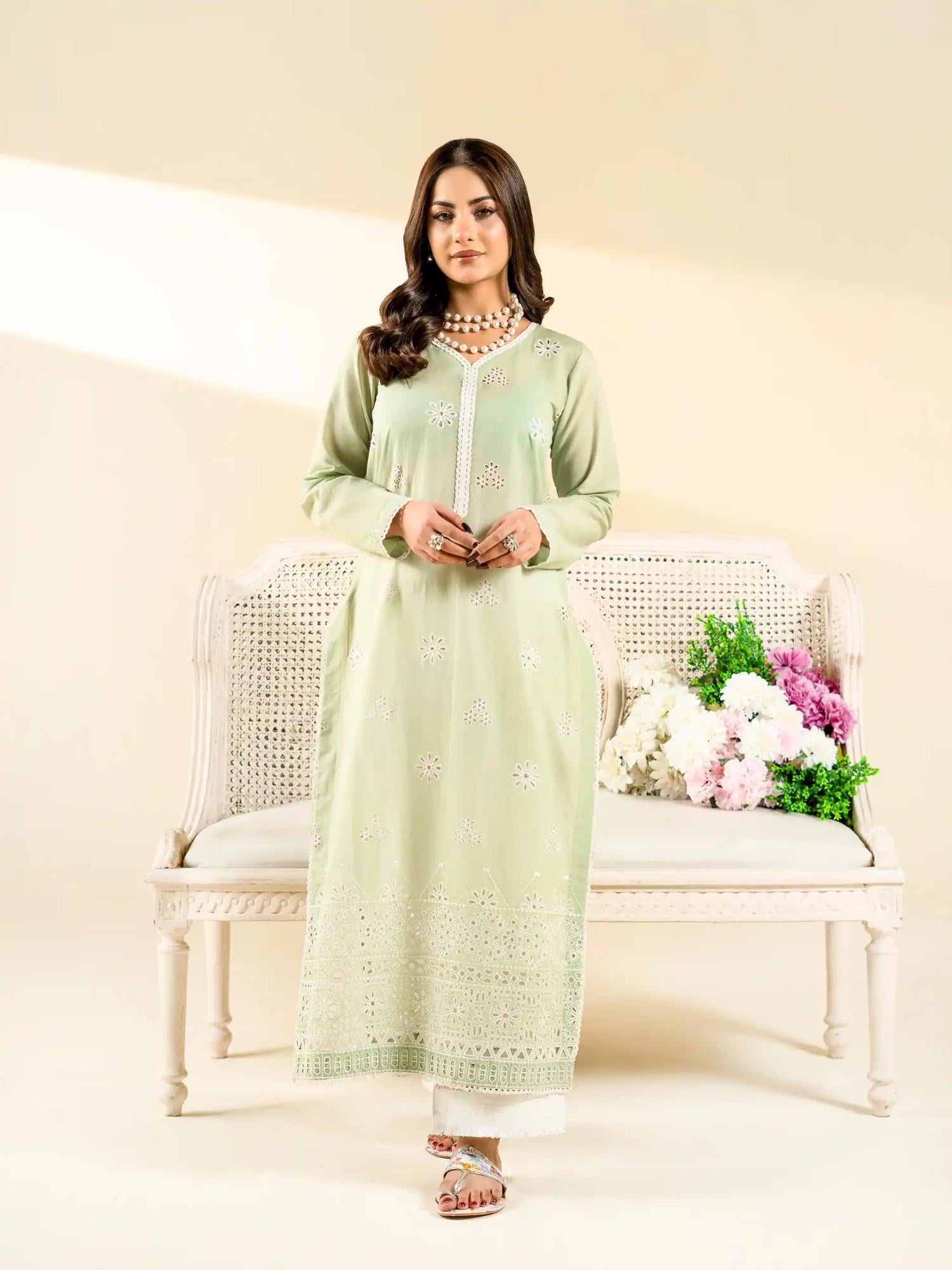 Light Green-Rabazka Blended Lawn Embroidered Stitched Shirt-WRTW-DELW-1PC-S26-04