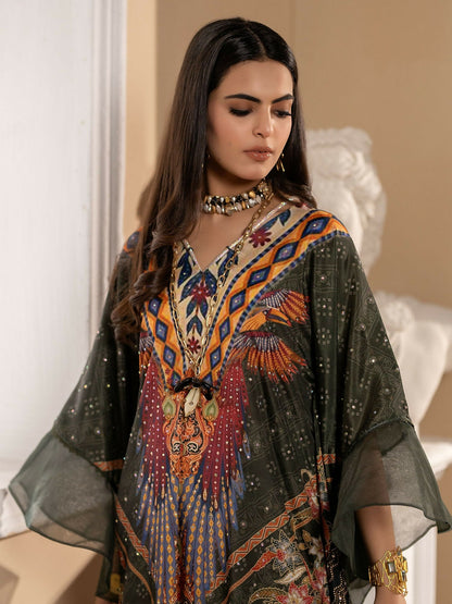 Shiza Hassan Miha Luxury Pret Pure Grip Embellished 1-Piece Kaftan-Scarlette