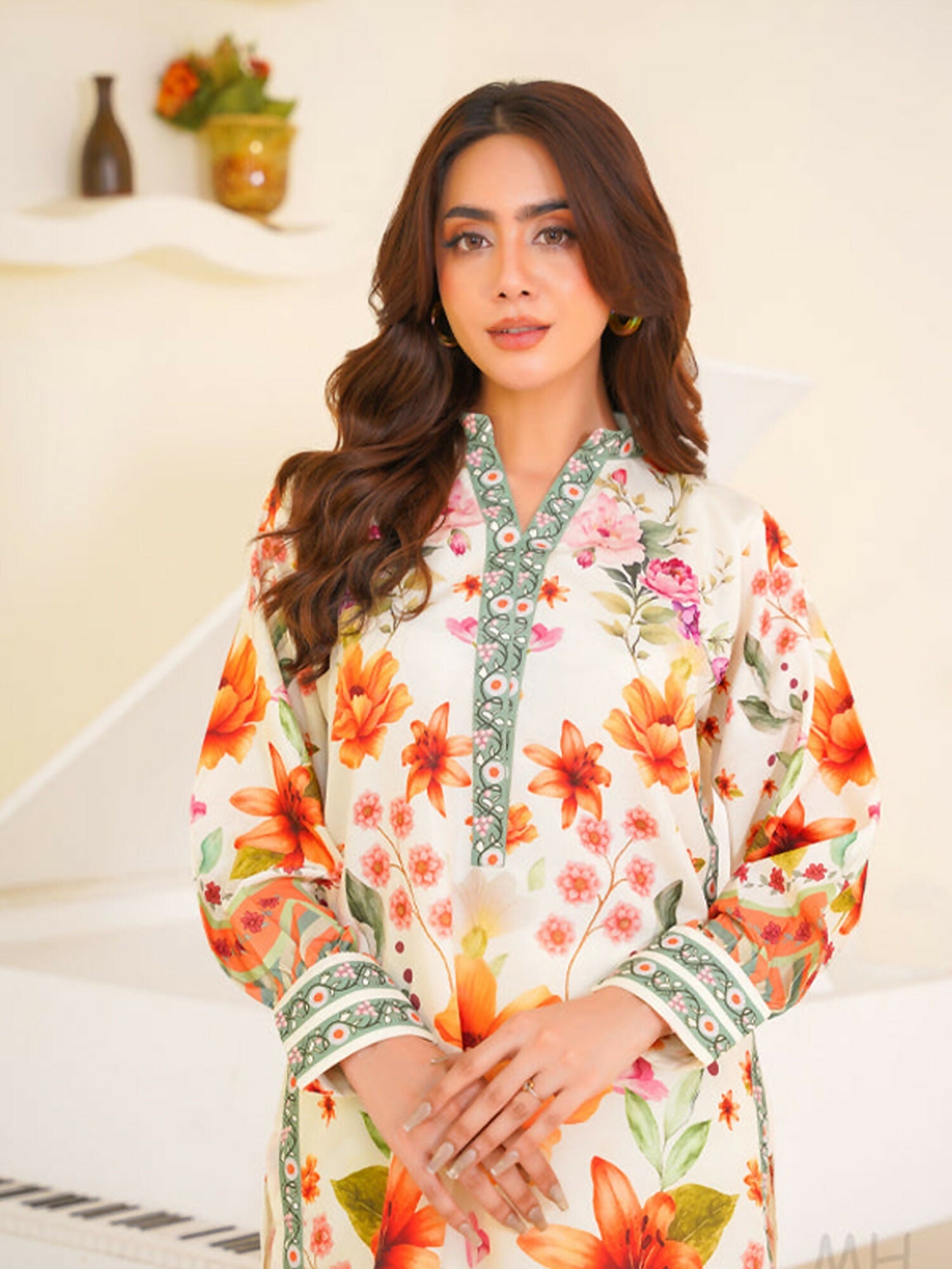 MH Cloth House Poly Lawn Printed Stitched 2-Piece Suit-Gulbahar