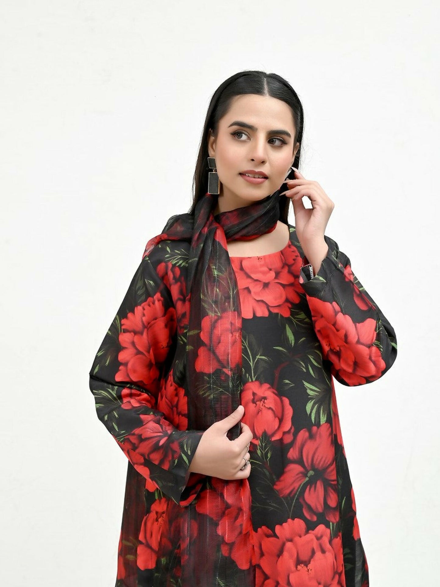 Imran Aftab Valentine's Day Raw Silk Printed Stitched 3-Piece Suit-IAVD 06