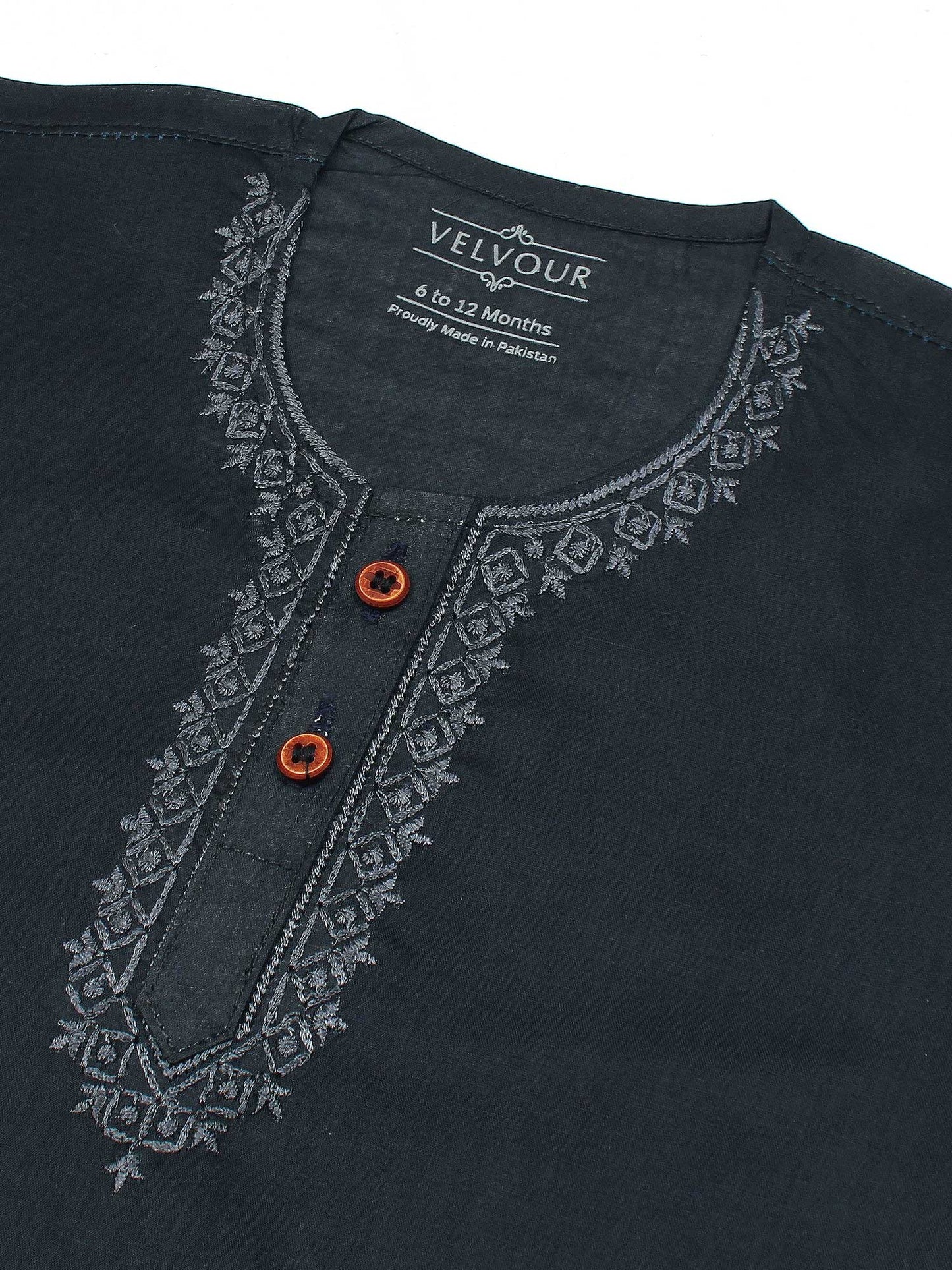 Velvour Boys Cotton Embroidered Stitched Kurta Pajama-VK01