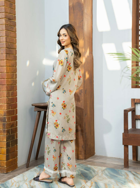 Panache Apparel Dobby Lawn Printed Stitched Suit-Lume