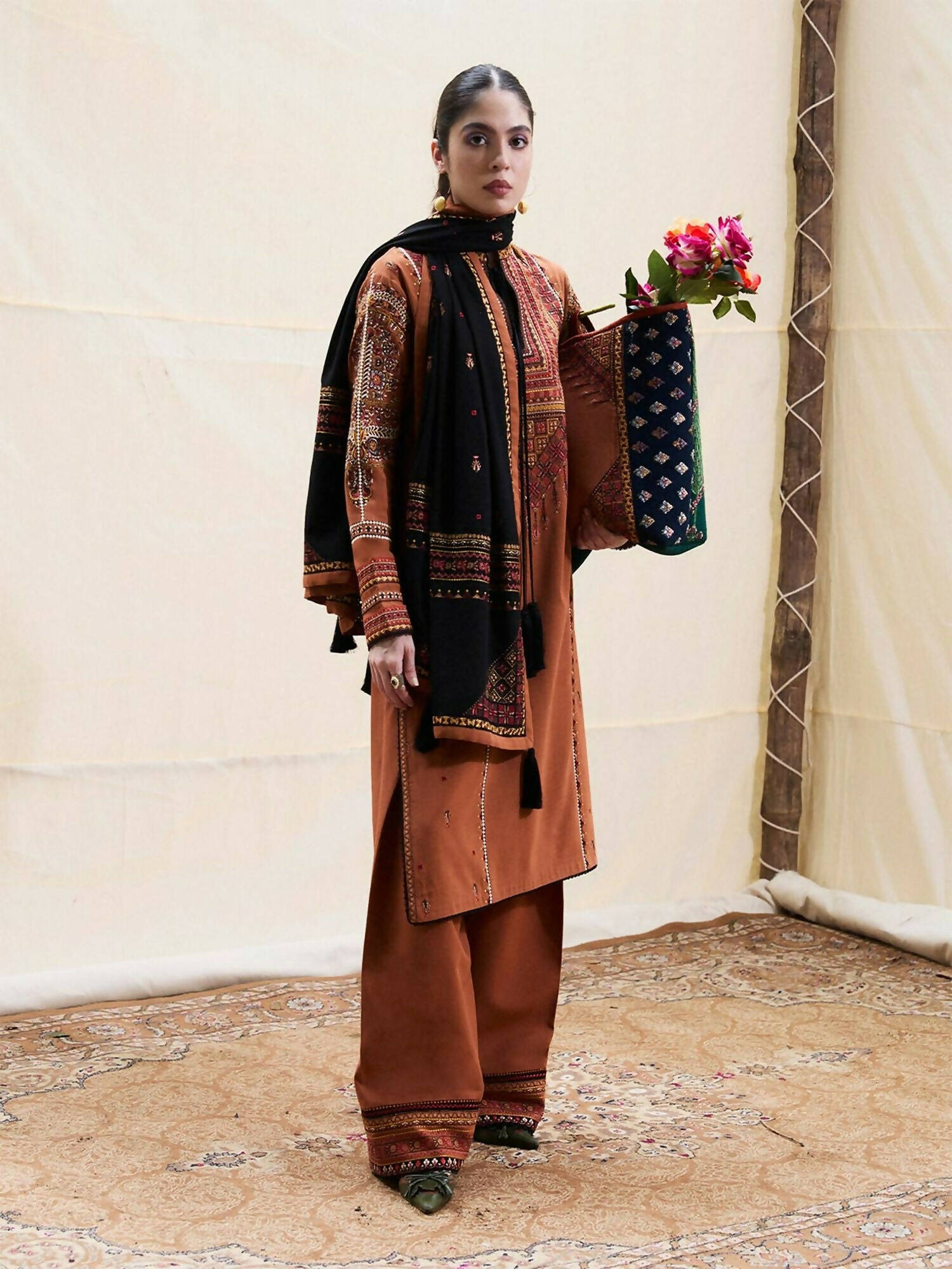 Jugnu By Hussain Rehar AW'25 Edit I Karandi Embroidered Stitched 2-Piece Suit-Paras