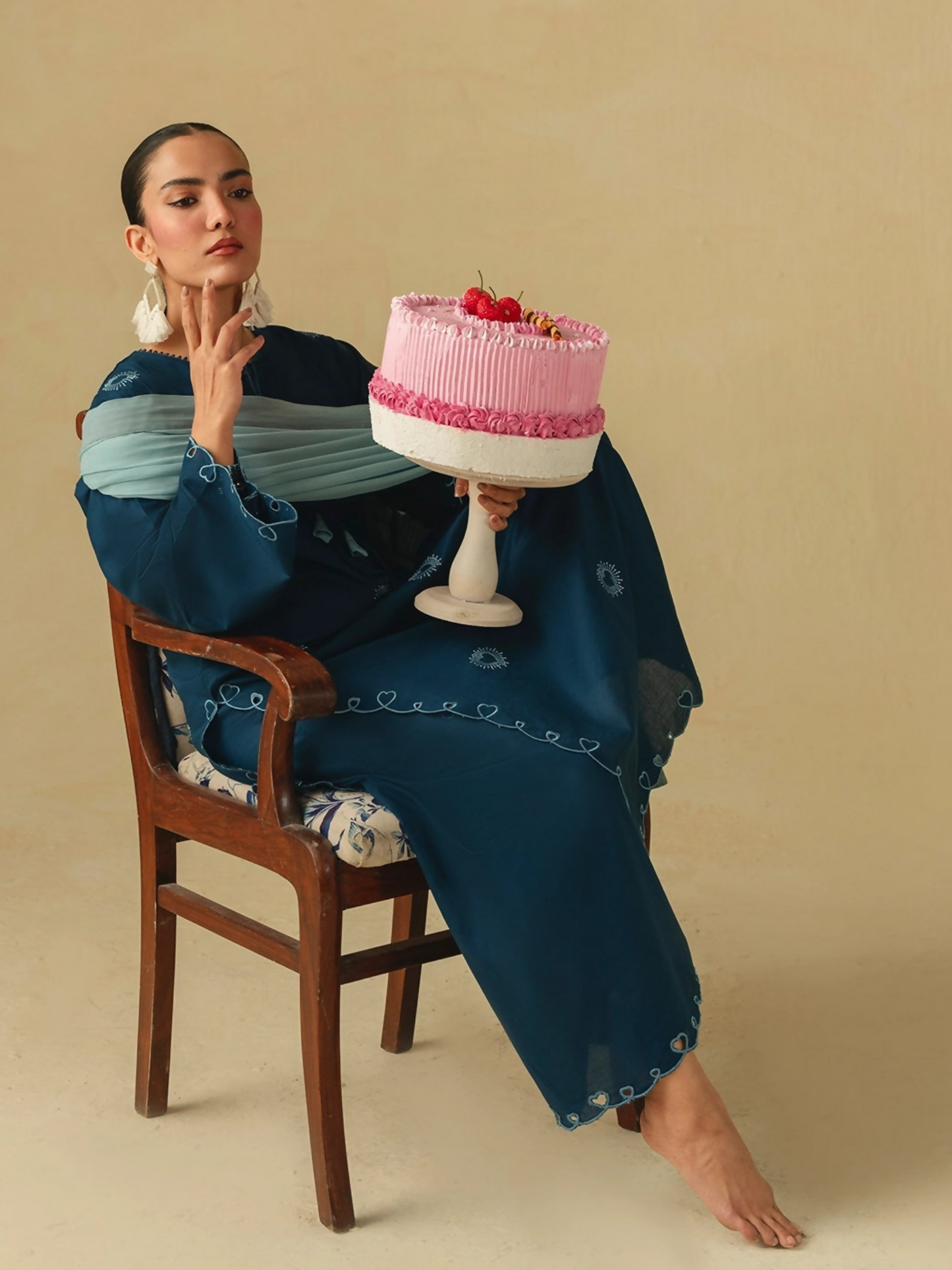 Mannat Clothing Boho Summer'26 Cotton Embroidered Stitched Suit-Sapphire
