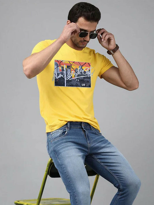 Yellow, green, Red, Blue, Black ,grey.Maroon Jupiter Printed New York City Tee-Shirt-12519