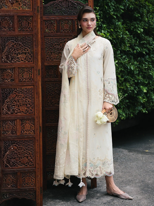 Qalamkar Qline Lawn Drop-1 Embroidered Unstitched 3-Piece Suit-RP-01 Savera