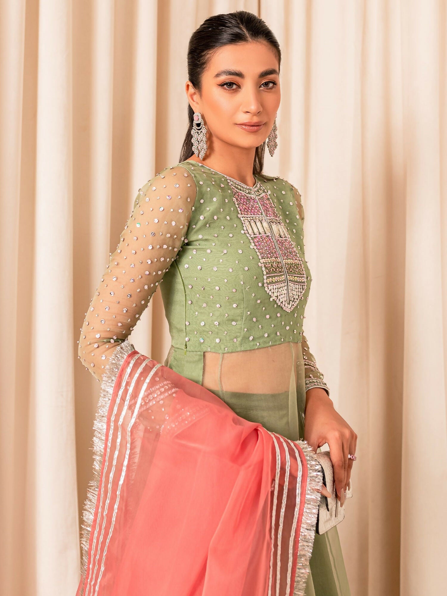 Allure By IH Luxe Formals Organza Embellished Lehenga-Molly