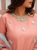 Allure By IH Raw Silk Embellished Stitched 3-Piece Suit-First Blush