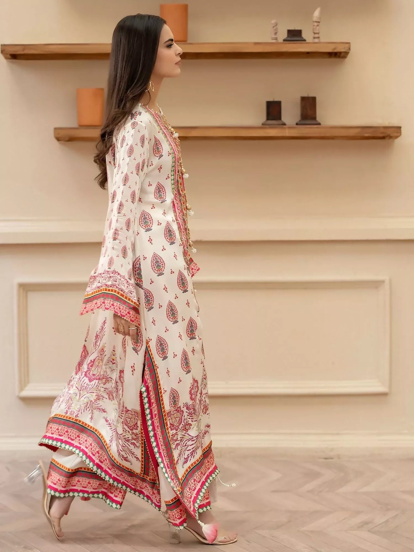 Shiza Hassan Miha Luxury Pret Satin Silk Printed 2-Piece Suit-Blossom