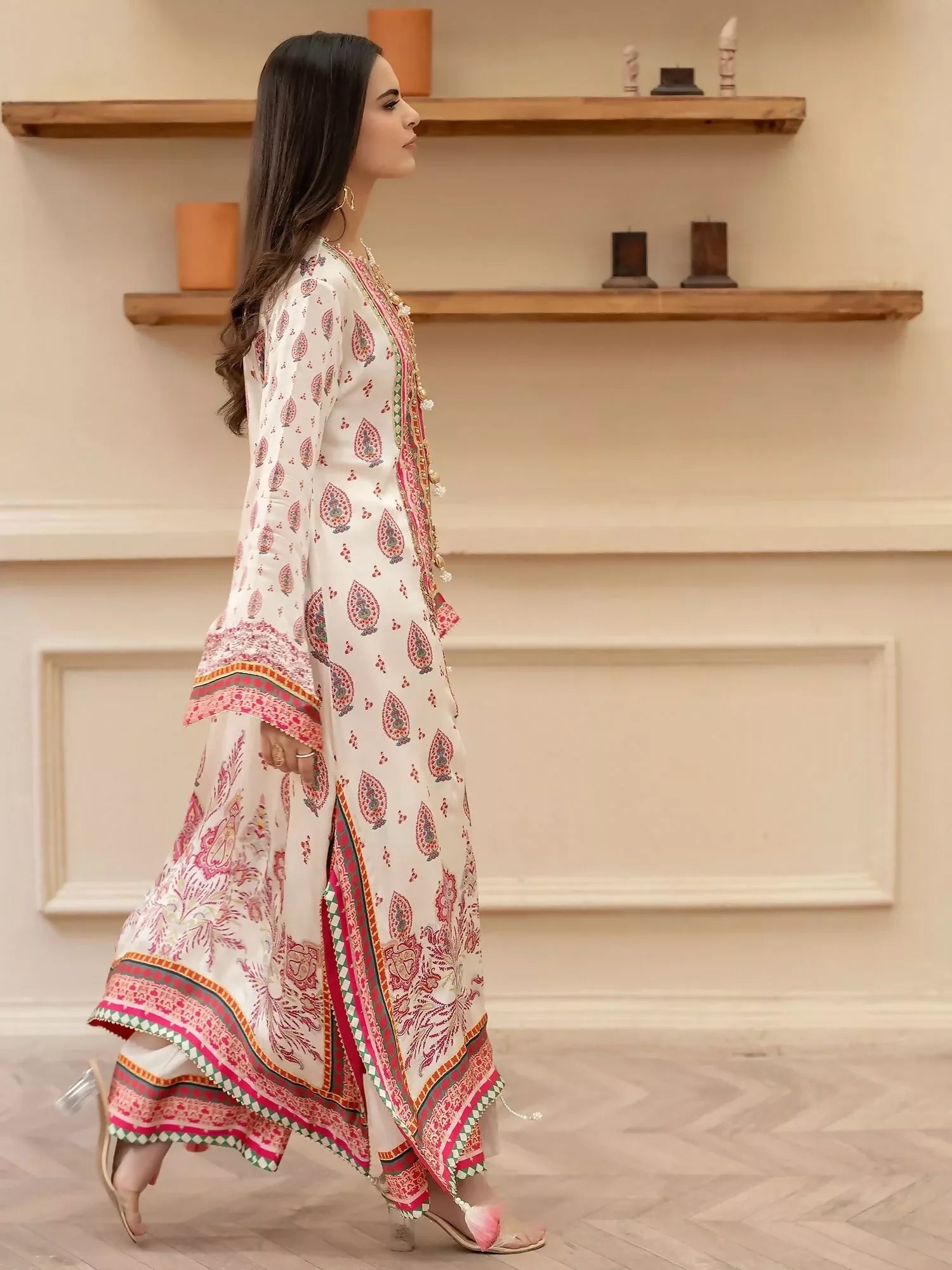 Shiza Hassan Miha Luxury Pret Satin Silk Printed 2-Piece Suit-Blossom