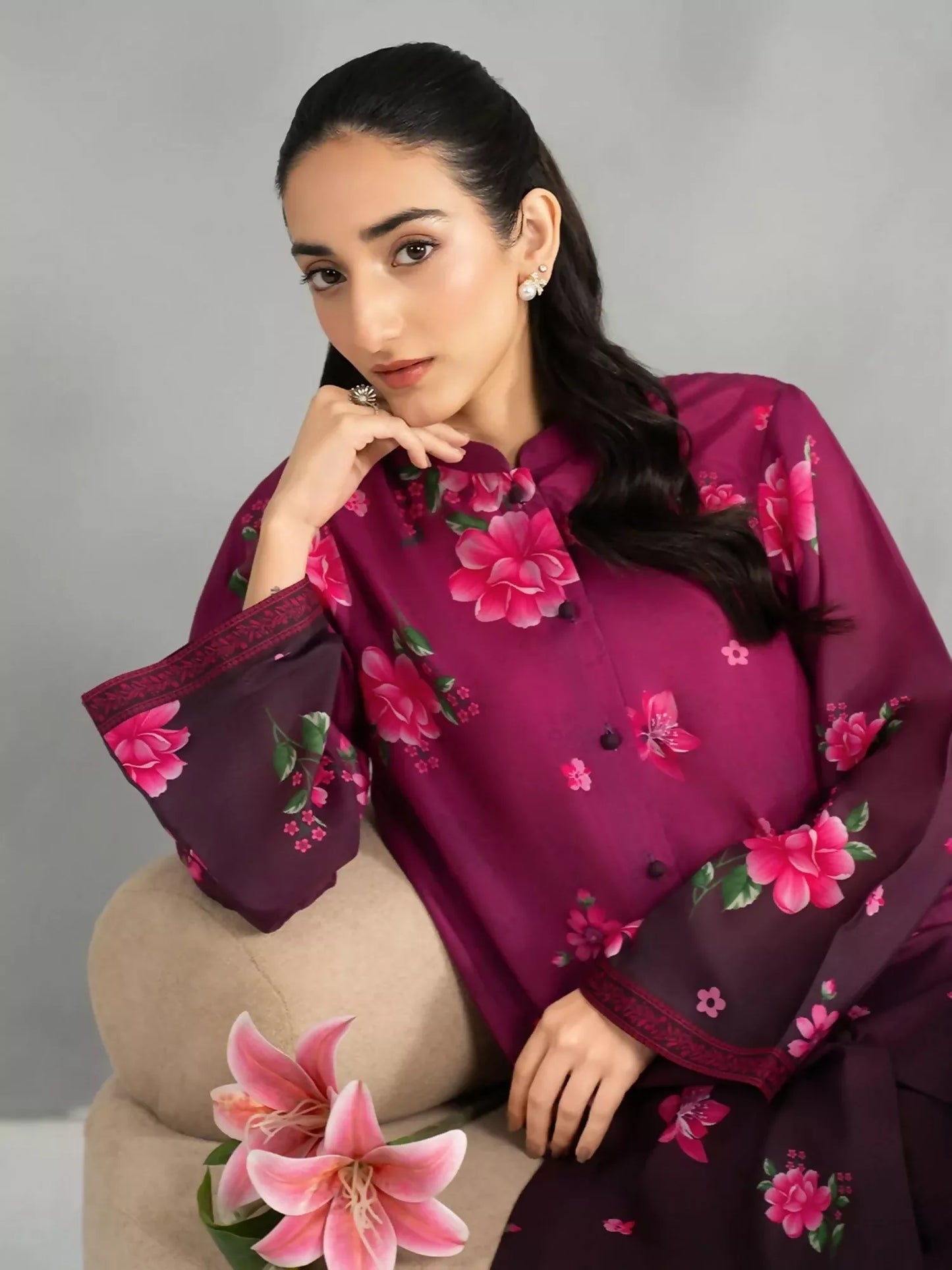 Panache Apparel Dear Summer Silk Lawn Printed Co-Ord Set-Floral Muse