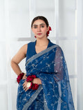 Imran Aftab Lux Winter Wedding Organza Embroidered Unstitched Saree-IASC-27