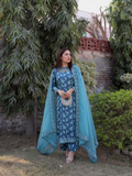 Panache Apparel Crepe Embroidered Stitched Suit-Waves
