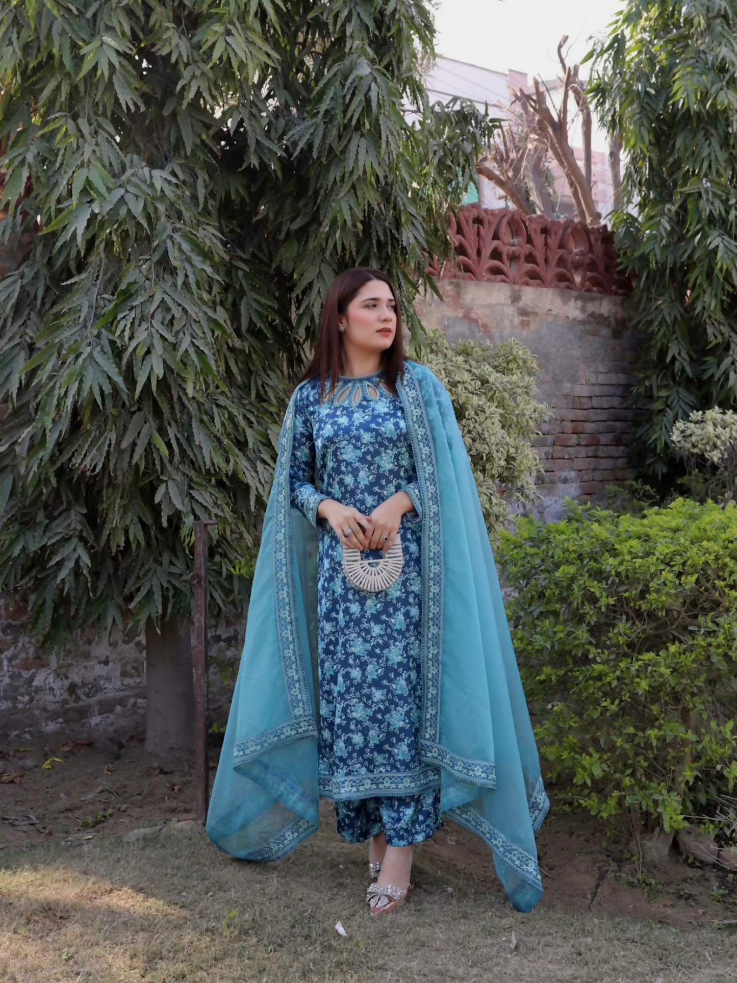 Panache Apparel Crepe Embroidered Stitched Suit-Waves