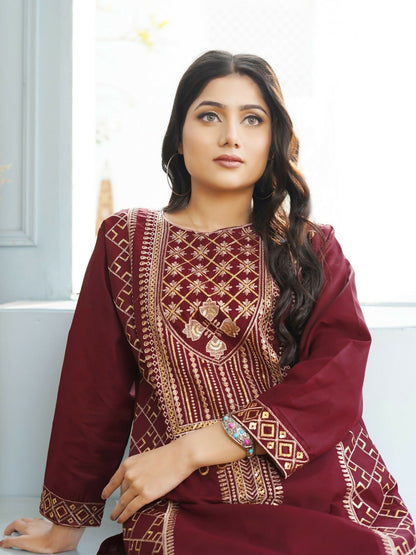 Stylish Collection Aaraish Cotton Embroidered Stitched 2-Piece Suit-Swera