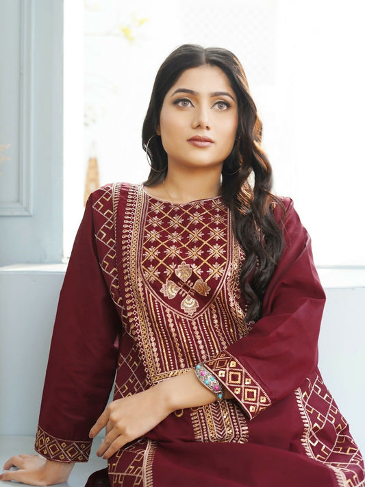 Stylish Collection Aaraish Cotton Embroidered Stitched 2-Piece Suit-Swera