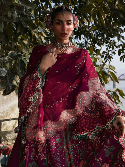 Hussain Rehar Luxury Lawn'26 Eid Edit Embroidered Unstitched 3-Piece Suit-Anjas