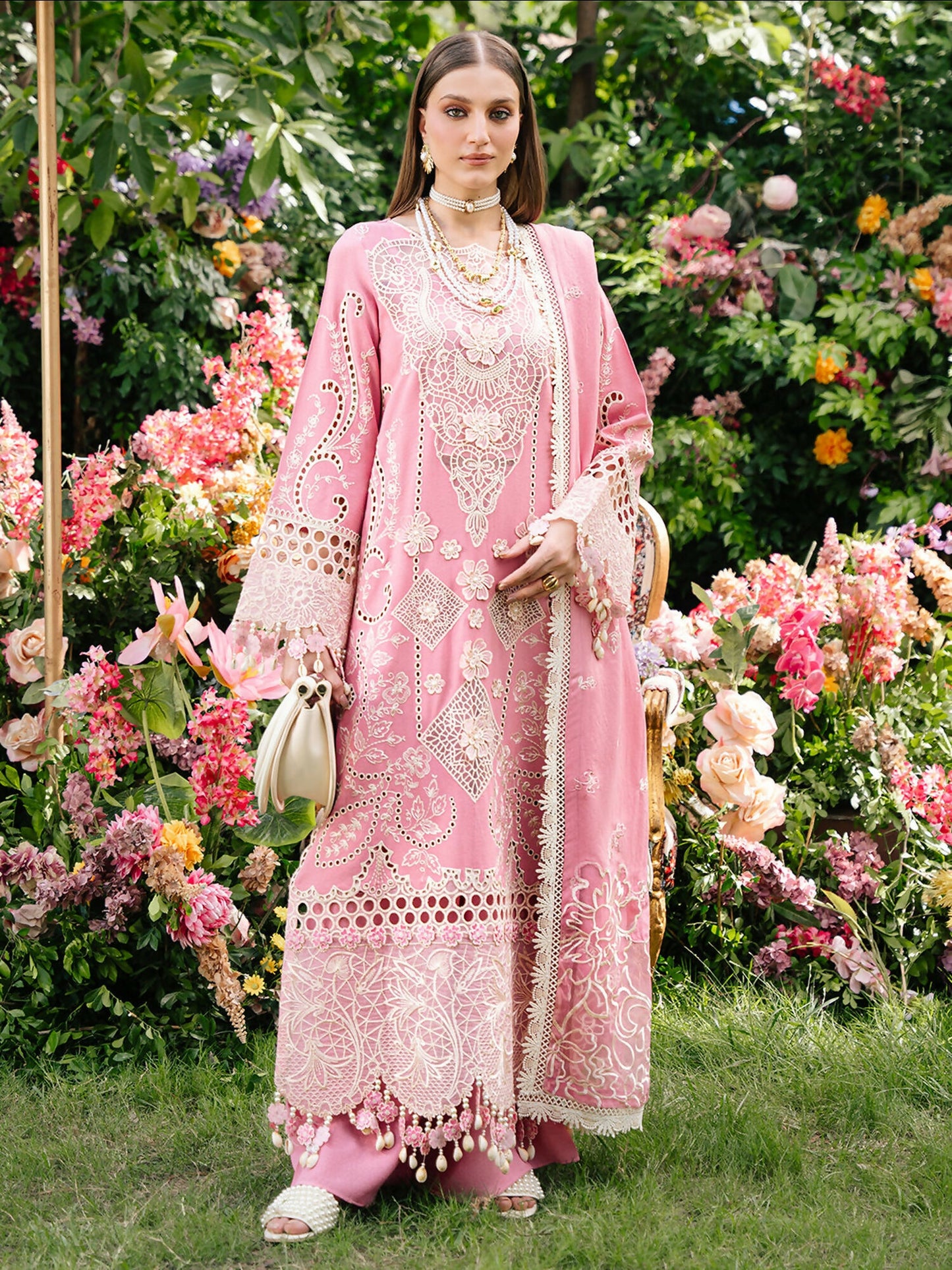 Mahnur Secret Garden Karandi Embroidered Stitched 3-Piece Suit–SG-004