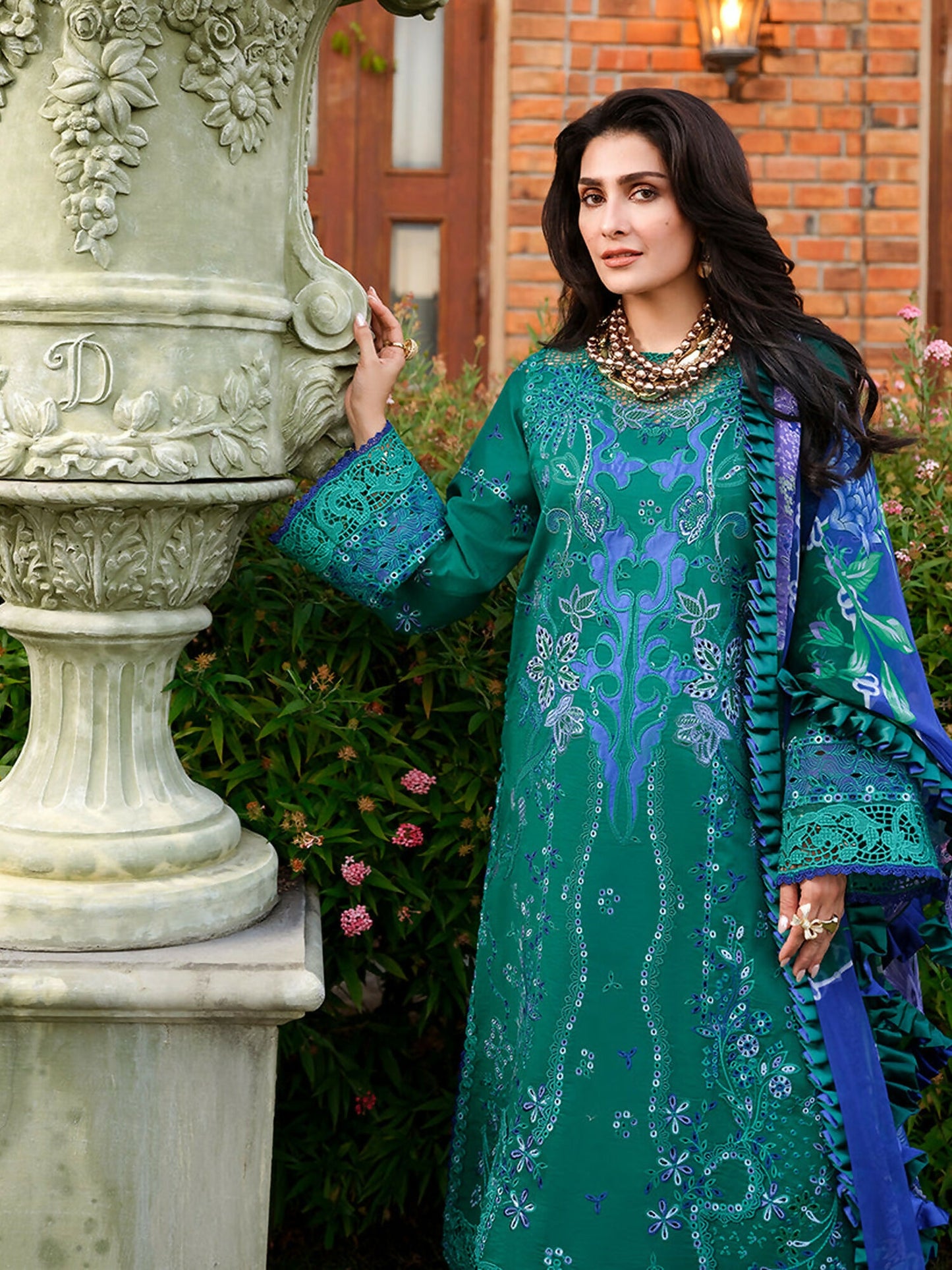 Mushq A Moi Luxury Lawn Embroidered Unstitched 3-Piece Suit-Blooming Romance