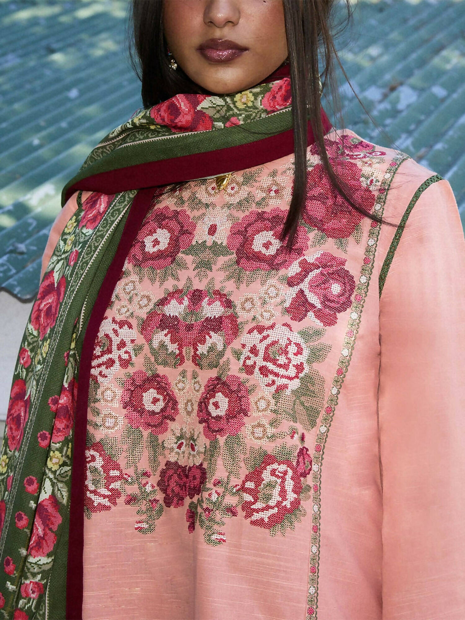 Jugnu by Hussain Rehar Khaddar Embroidered Unstitched 3-Piece Suit-Verona