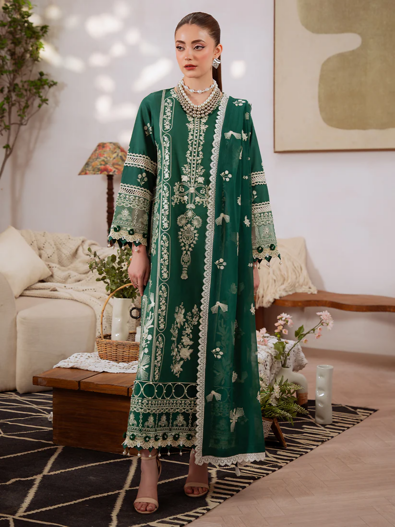 Mahnur Shanaya Lawn Embroidered Stitched 3-Piece Suit-SN-04