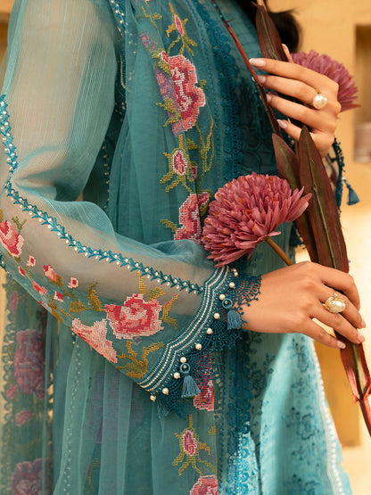 Joolie By Saira Rizwan Lawn Organza Embroidered Unstitched 3-Piece Suit-Alma-SRL25-12