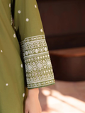 Olive Ayat Closet Linen Embroidered Stitched 2-Piece Suit-Lime Light