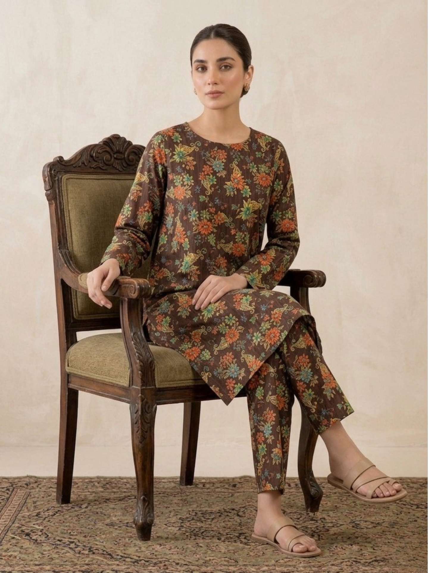 Brown Bin Shaukat Lawn Printed Unstitched 2-Piece Suit