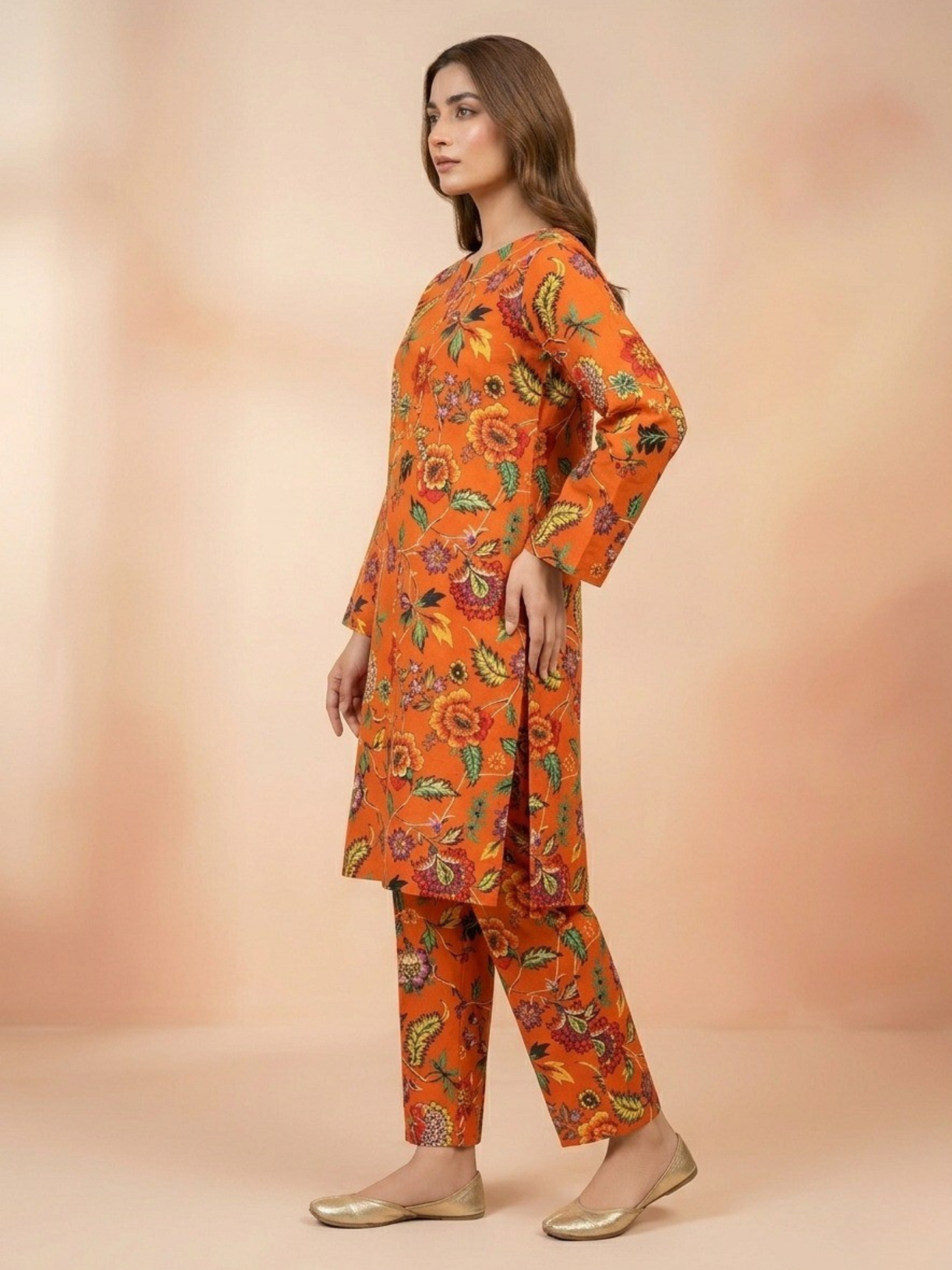 Orange Bin Shaukat Lawn Printed Unstitched 2-Piece Suit