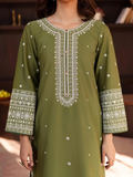Olive Ayat Closet Linen Embroidered Stitched 2-Piece Suit-Lime Light