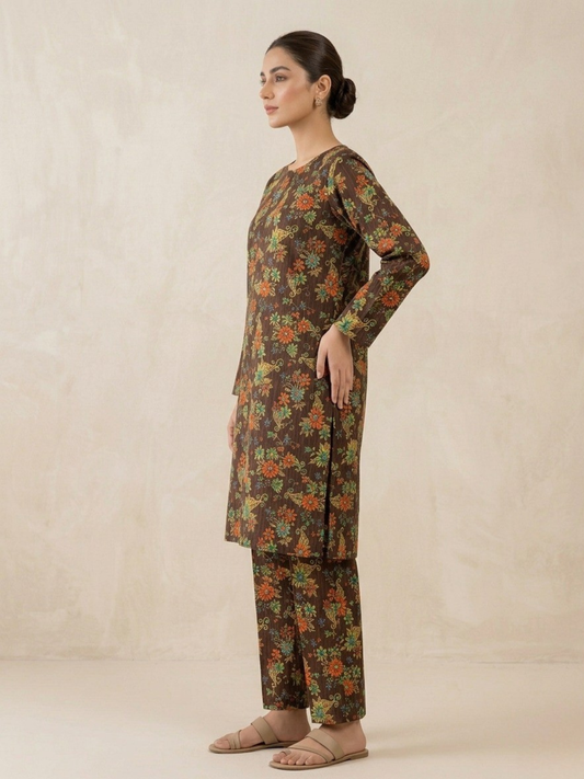 Brown Bin Shaukat Lawn Printed Unstitched 2-Piece Suit