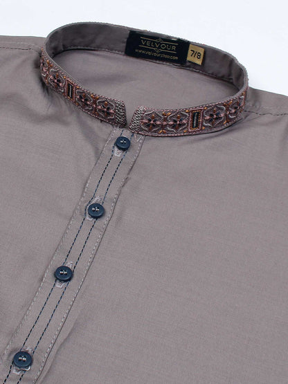 Velvour Boys Cotton Embroidered Stitched Kurta Shalwar Suit-VB201-D