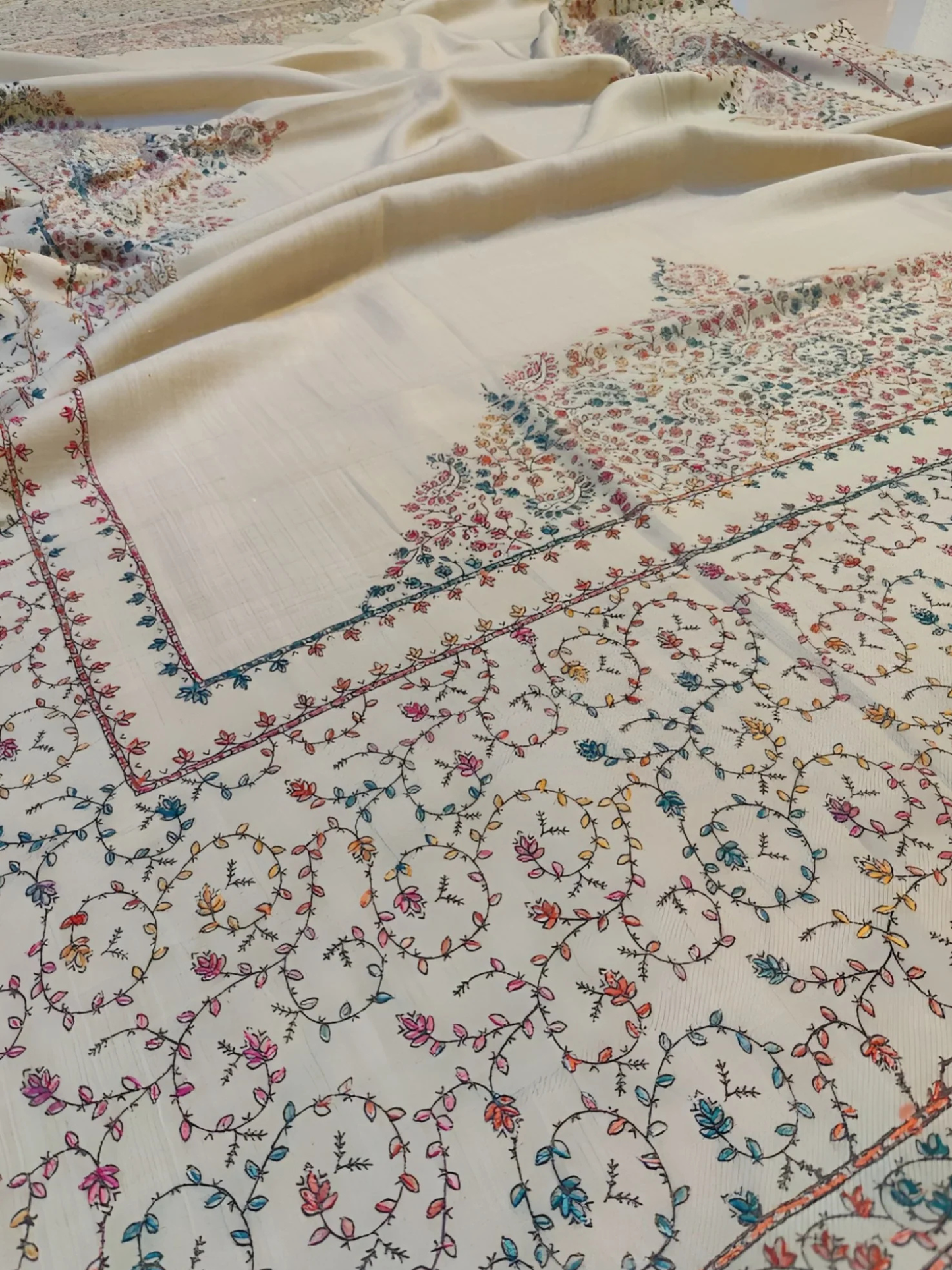 Beige Duas Boutique Pashmina Needlework Shawl-Style 4