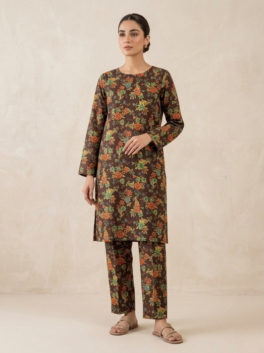 Brown Bin Shaukat Lawn Printed Unstitched 2-Piece Suit