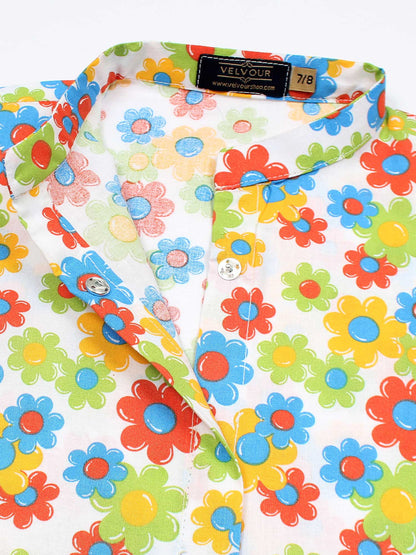 Velvour Girls Cotton Printed Co-Ord Set-VG152-A