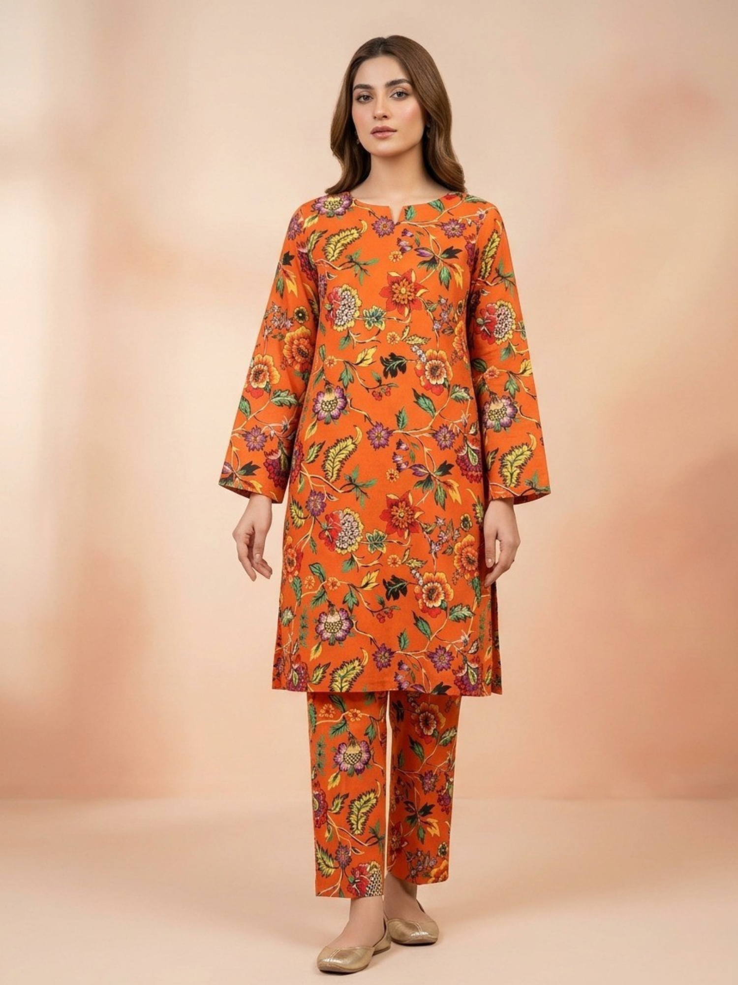 Orange Bin Shaukat Lawn Printed Unstitched 2-Piece Suit