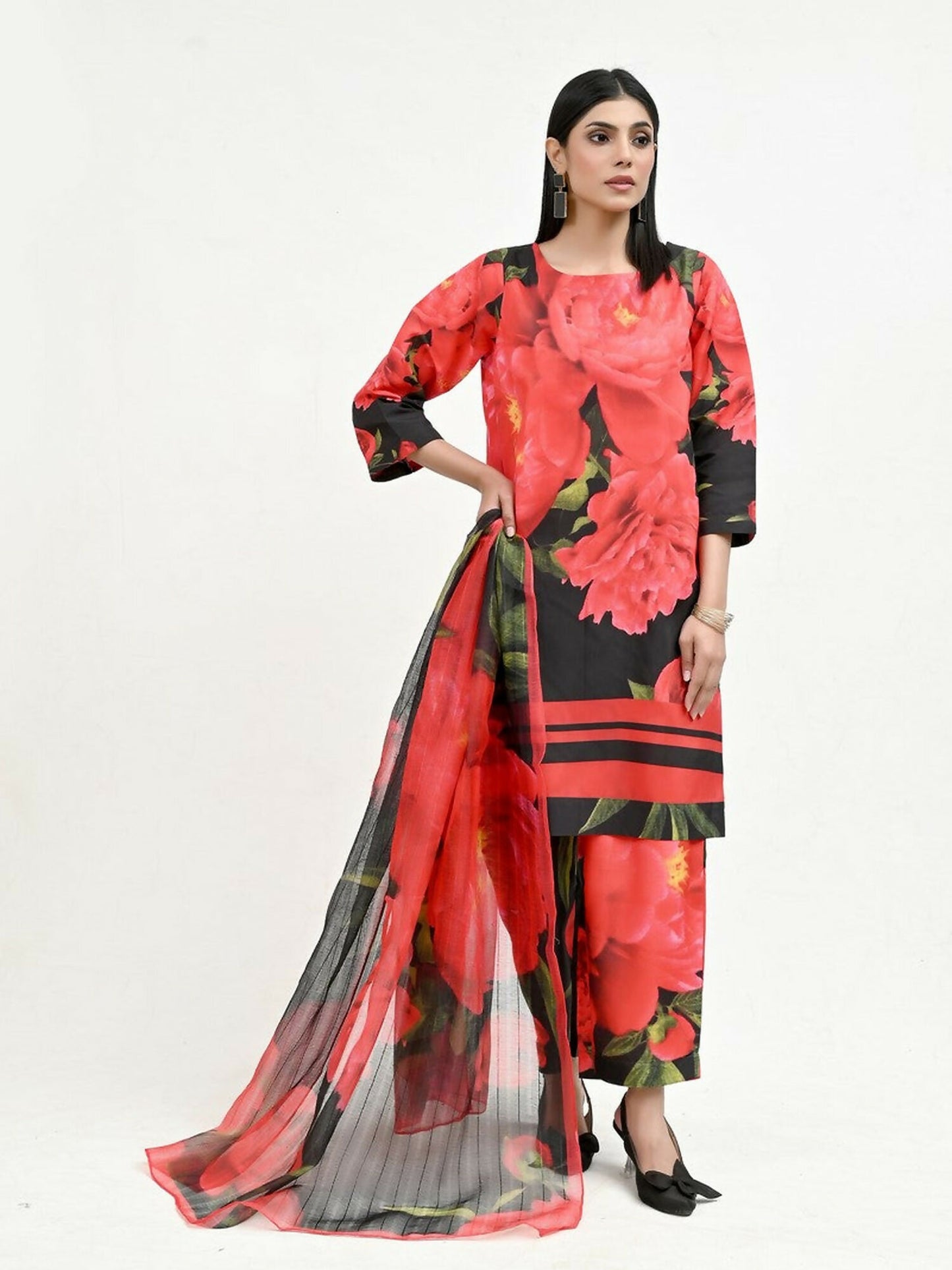 Imran Aftab Valentine's Day Raw Silk Printed Stitched 3-Piece Suit-IAVD 01