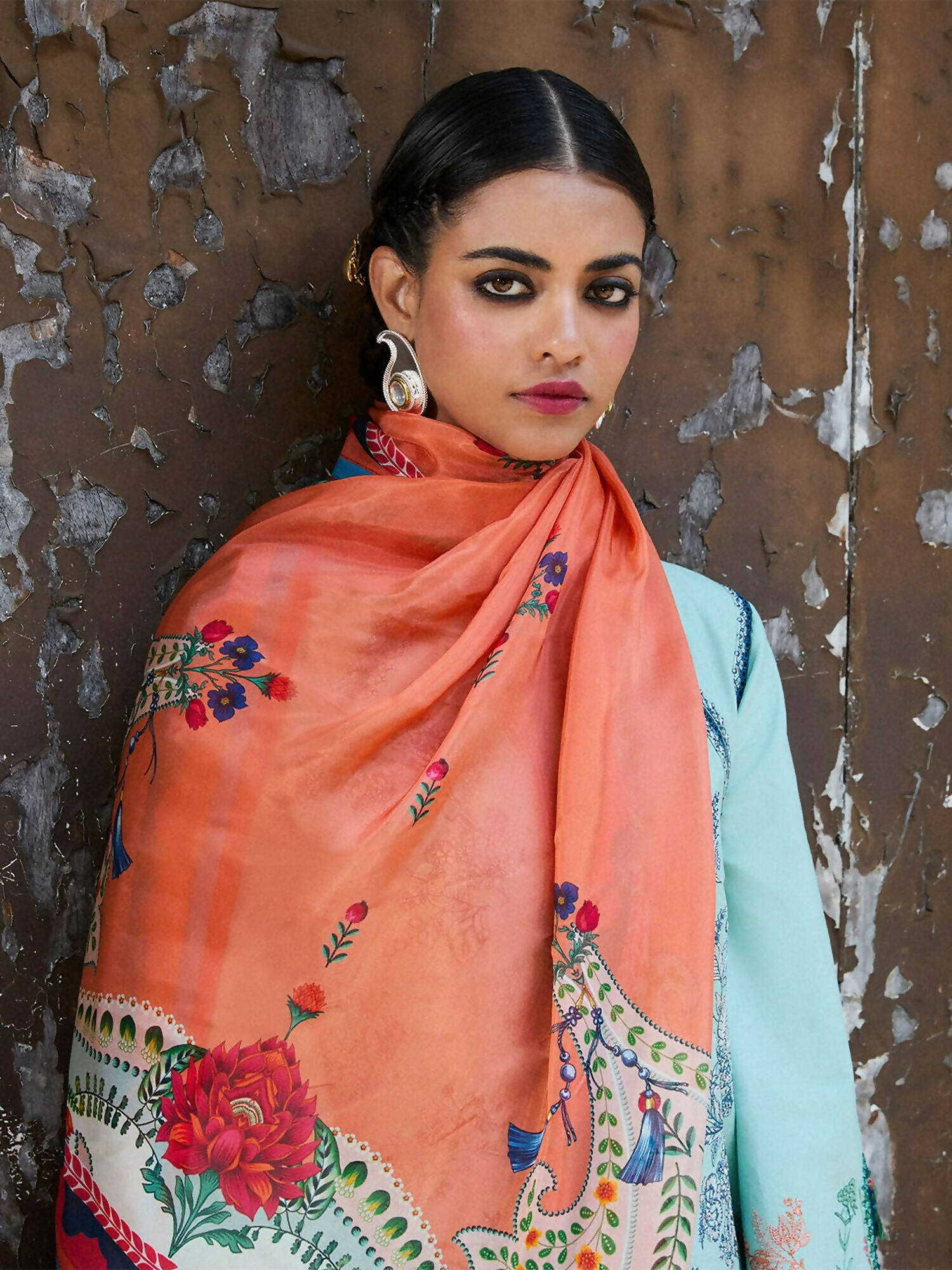 Jugnu by Hussain Rehar SS'25 Cotton Embroidered Unstitched 3-Piece Suit-Neelum