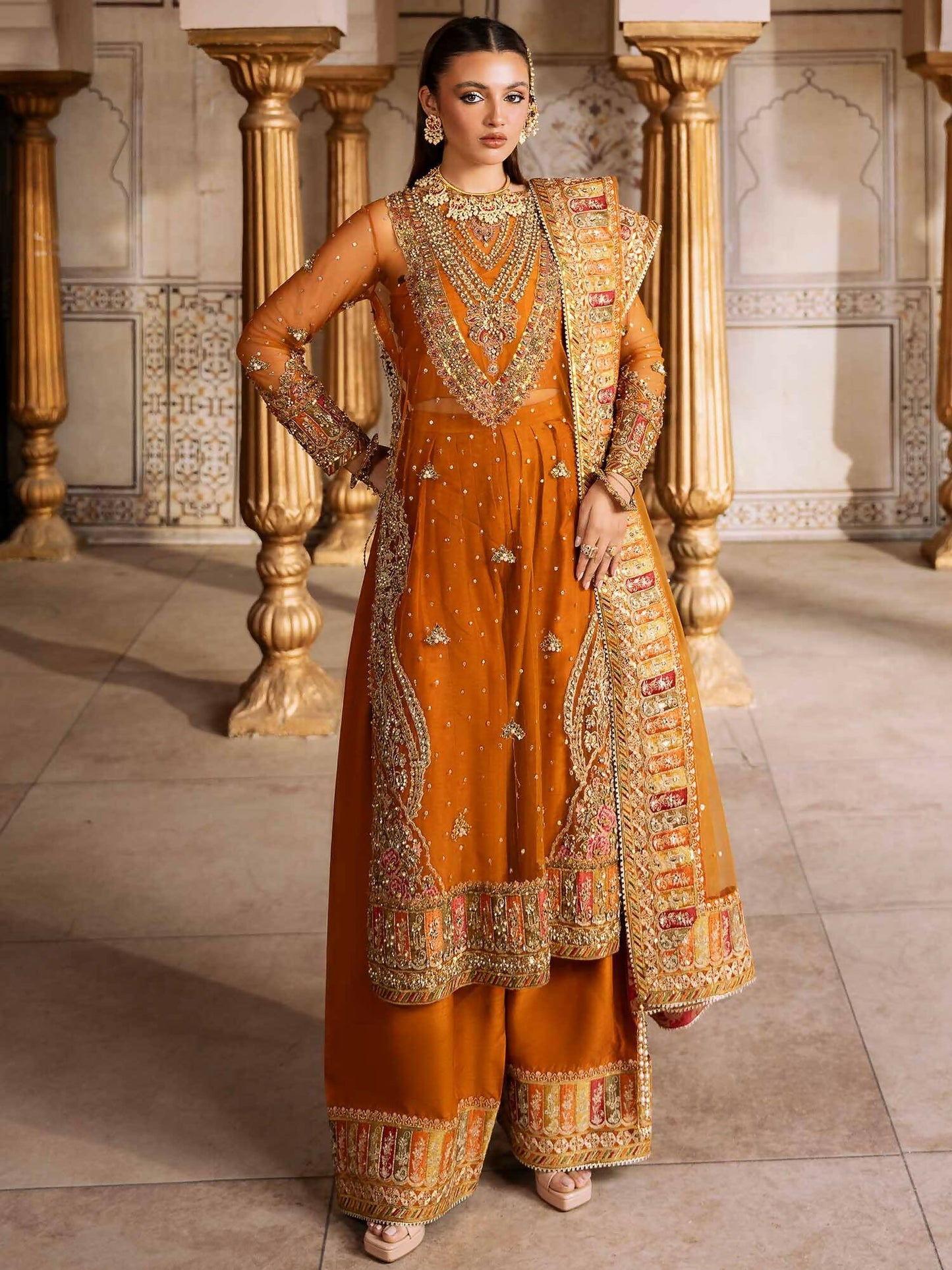 Shiza Hassan Shehnai Net Embellished Stitched 4-Piece Suit-Dina